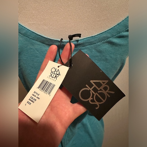 Chaser Lace-Up Front Tank Top Ribbed Tunic Spaghetti Traps NEW NWT Size Large - Picture 6 of 8